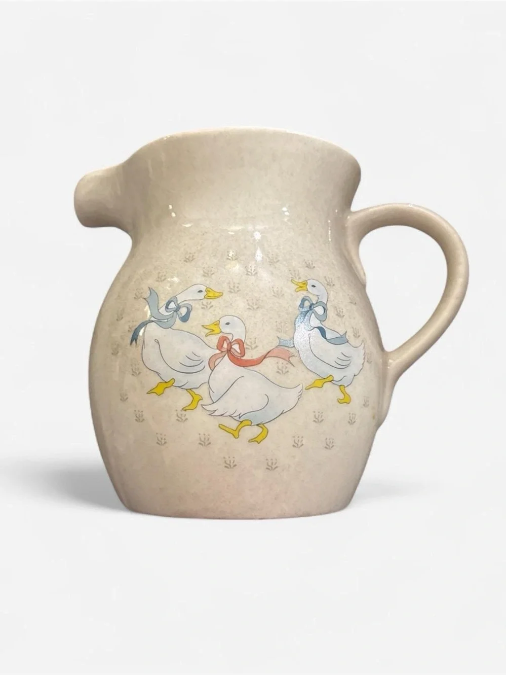 Vintage 1980s WBI Ceramic Duck Motif Cream Pitcher - Neutral